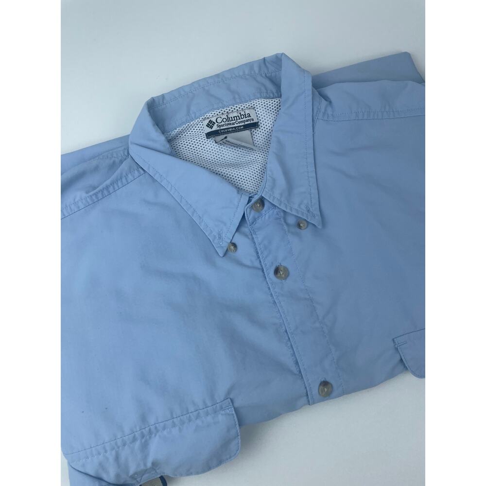 Columbia UPF +30 PFG Shirt Men’s 4XL Sky Blue Vented Short Slv Fishing Hunting